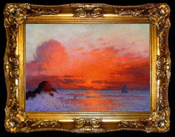 framed  unknow artist Sailboats at Sunset, ta009-2